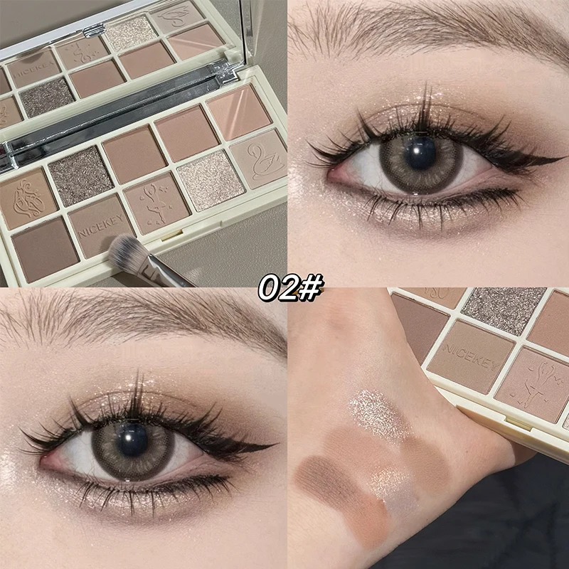 NICEKEY Glitter Matte Eyeshadow Palette Pearly Shimmer Eyeshadow Fine Shiny Makeup Charming Eye Shadow Highlighter Contouring
