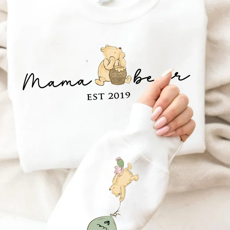 Mama Bear Sweatshirt Personalised Mum Sweatshirt with children\'s names Winnie the Pooh Sweatshirt gift for Mum Mama Bear Jumper