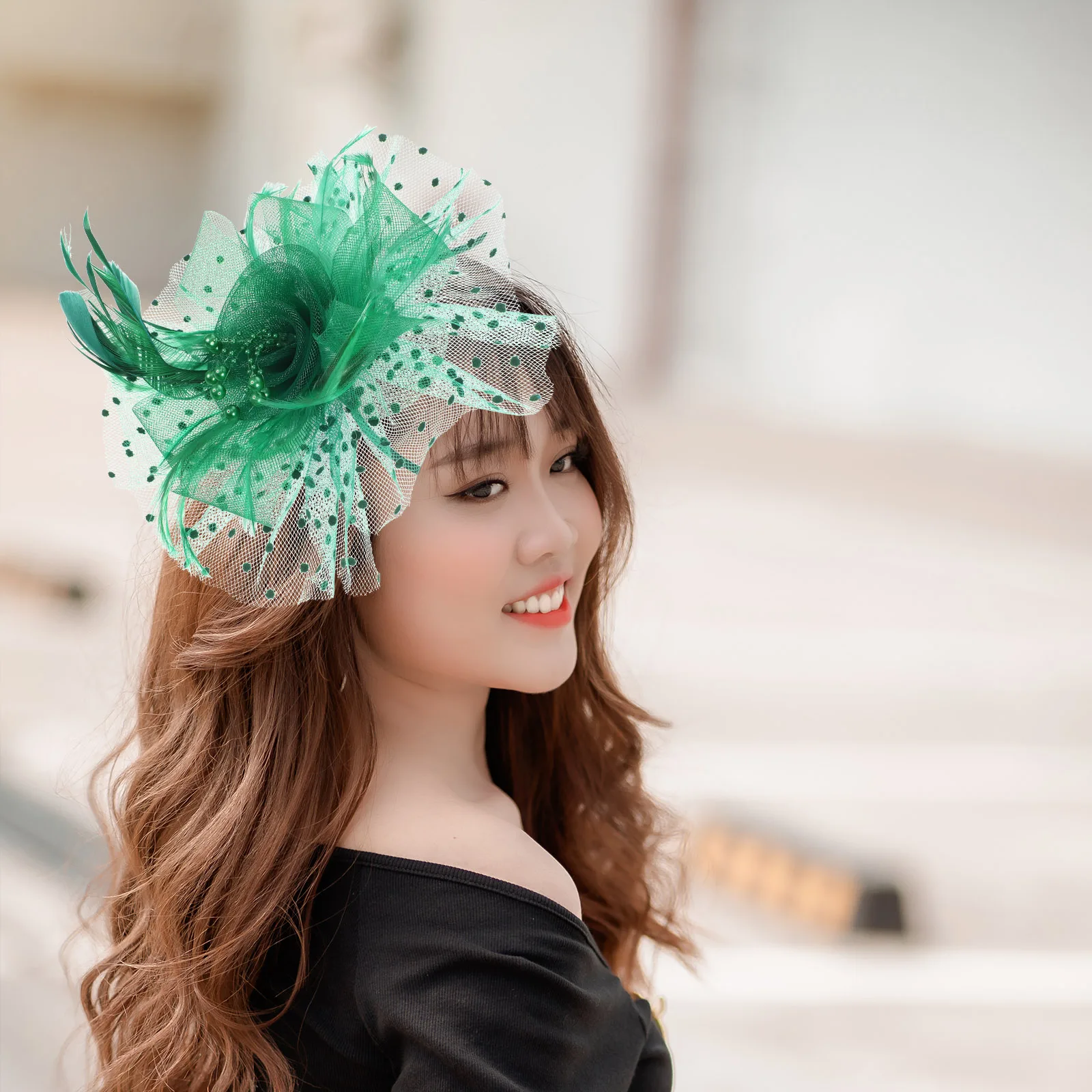 

Сетчатые аксессуары для волос, зеленая шляпа-волшебница, свадебное чаепитие, Хэллоуин, косплей, свадебный головной убор, женские заколки для волос