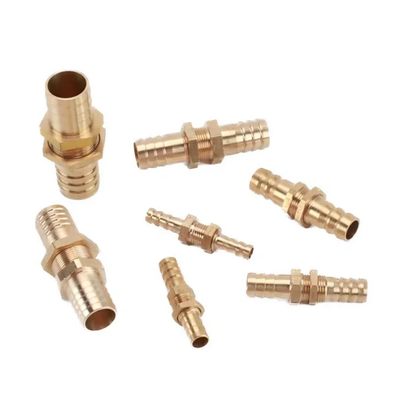 Pipe 6 8 10 12 14 16mm Hose Barb Bulkhead Brass Barbed Tube Pipe Fitting Coupler Connector Adapter For Fuel Gas Water Copper