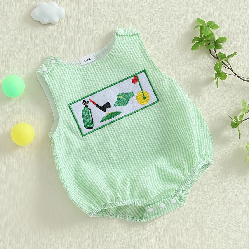 Summer Newborn Infant Baby Boys Girls Rompers Jumpsuits Baby Golf Embroidery Playsuits Casual Sleeveless Toddler Baby Clothing