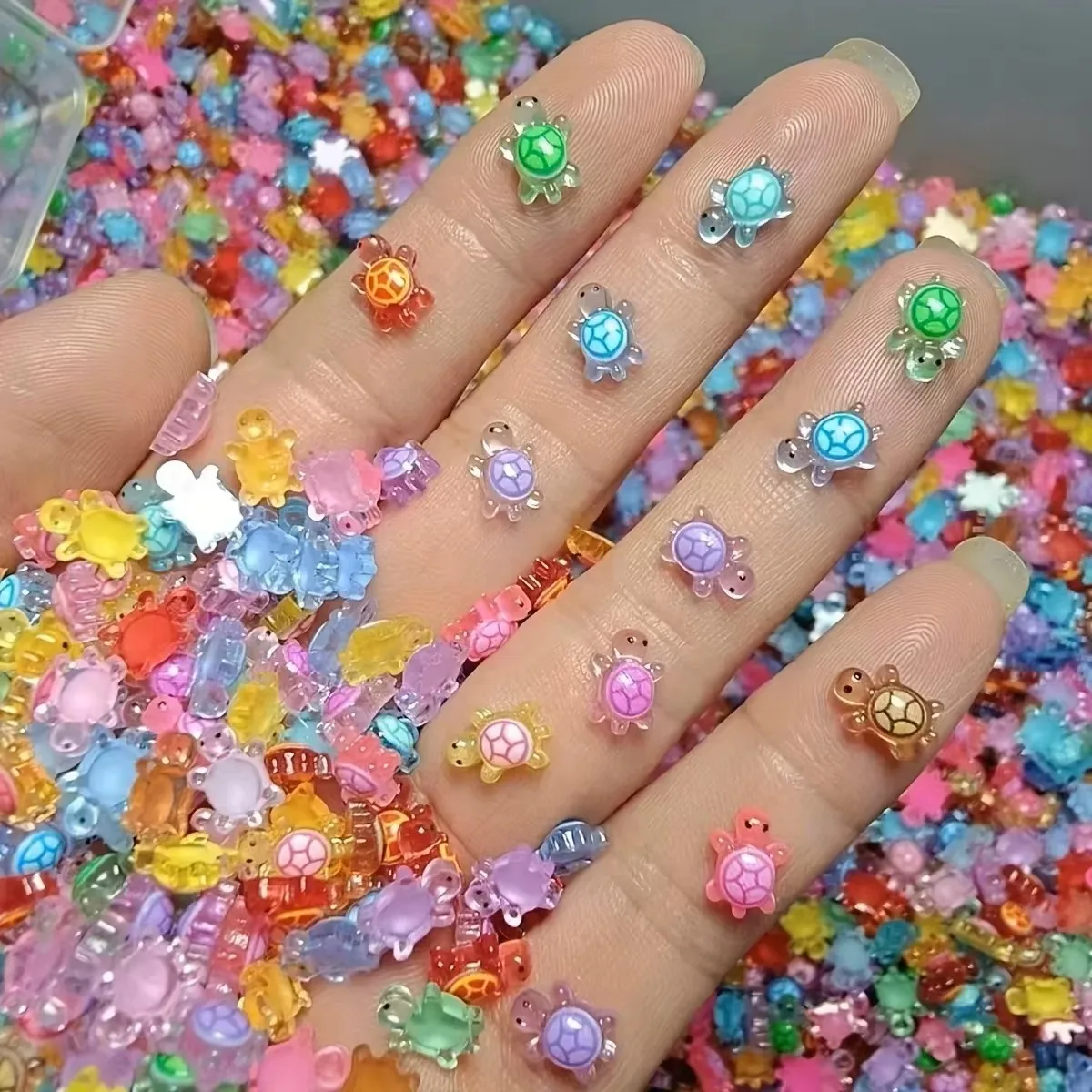 100Pcs Mini Luminous Turtle Eight Color Decorative Bead Decoration DIY Accessories Resin Accessories Handmade DIY Decoration