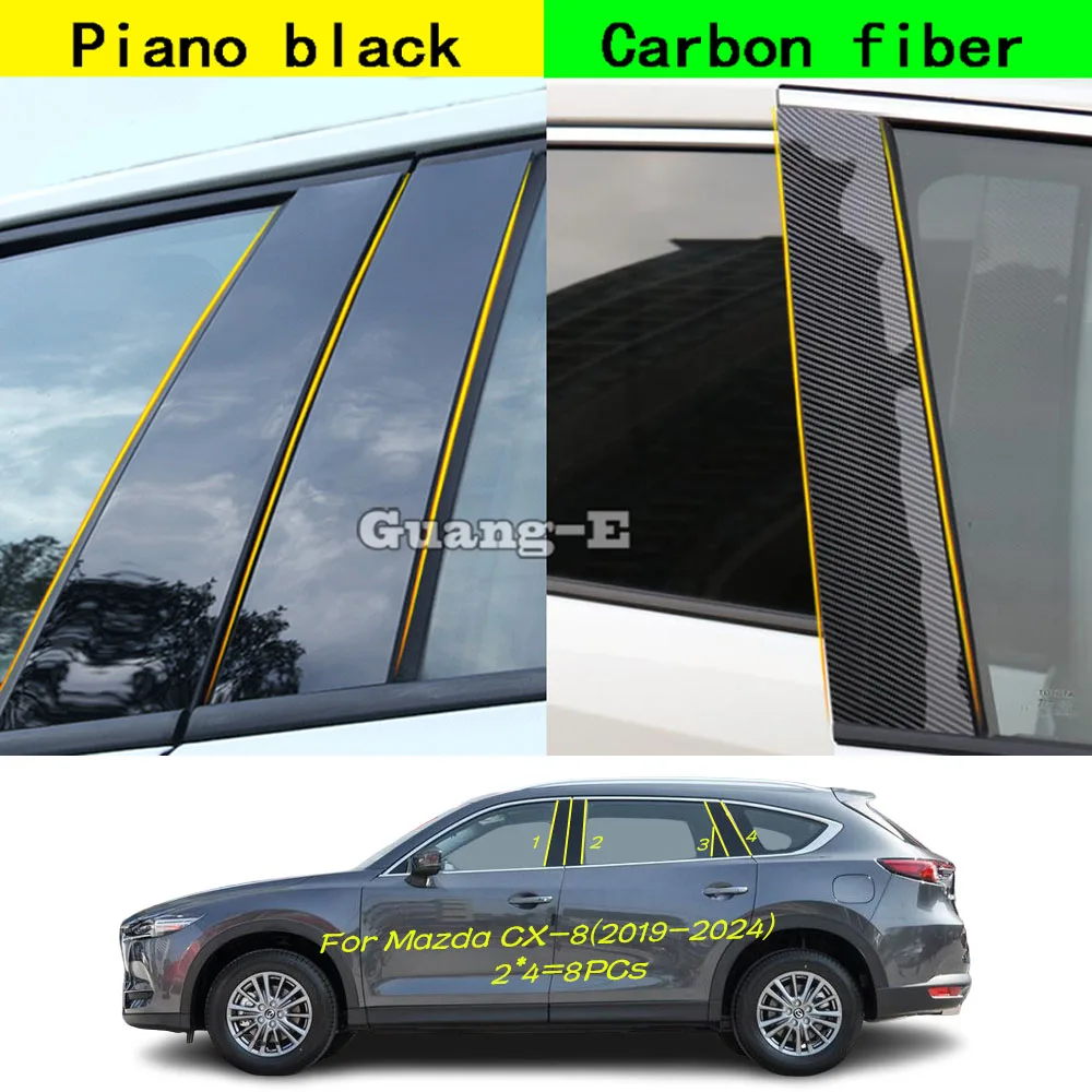 

For Mazda CX-8 CX8 2019 2020 2021 2022 2023 2024 Car PC Material Pillar Post Cover Door Trim Window Molding Decoration Sticker