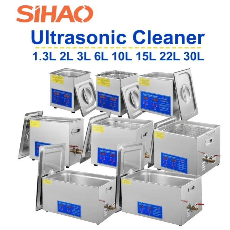 Sihao Ultraschallreiniger 0,8L-30L mit einstellbarem Zeitsteuerungspanel, Überhitzungsschutz, Spülmaschine für die tägliche Reinigung von Zahnprothesen zu Hause
