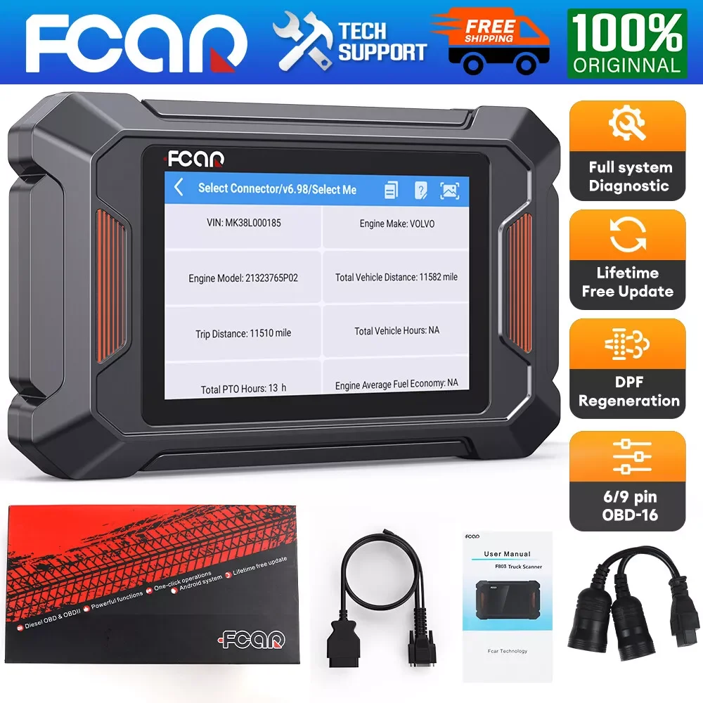 FCAR F803 Сверхмощный грузовик OBD2 сканер DPF REGEN для Cummins PACCAR Detroit Caterpillar все системы ﻿ Дизельный диагностический инструмент США