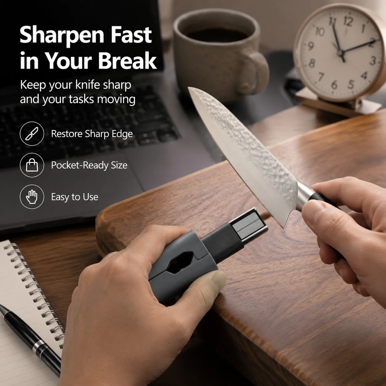 New Folding Knife Sharpener Ceramic Alloy Steel Sharpening Stone,Garden Tool Sharpener, Multifunctional Knife Sharpening Tool