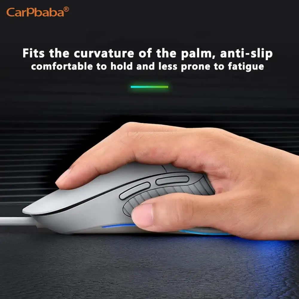 Mouse gaming silencioso pb1, usb com fio, para pc e laptops, universal, com luz colorida, 8800dpi