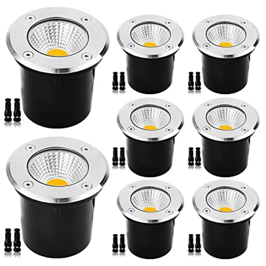 9W Led Well Lights Low Voltage Landscape Light 12V/24V Landscape Lighting IP67 Waterproof Outdoor in-Ground Light for Garden Tr