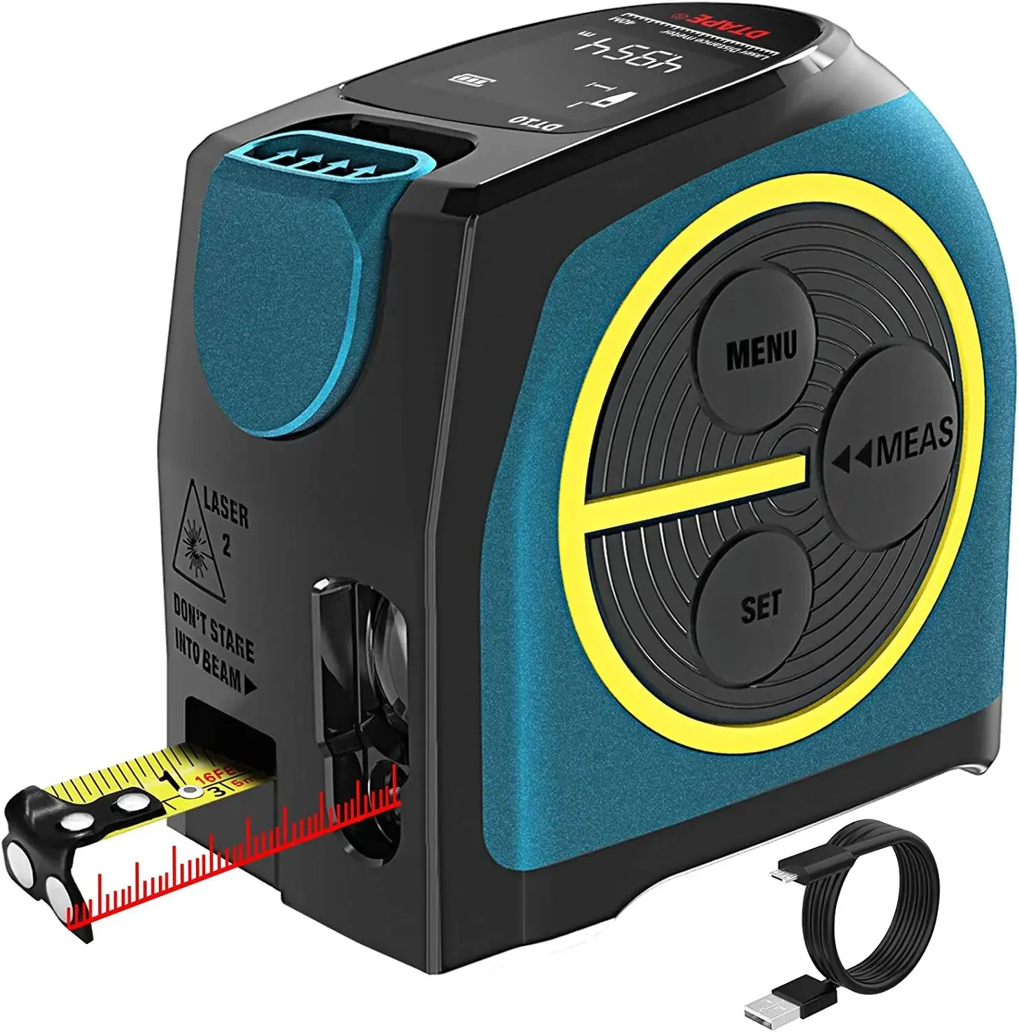 MILESEEY 2 in 1 Laser Tape Measure DT10,Rechargeable Tape Measure 5m + LCD Digital Laser Range Finder 40M