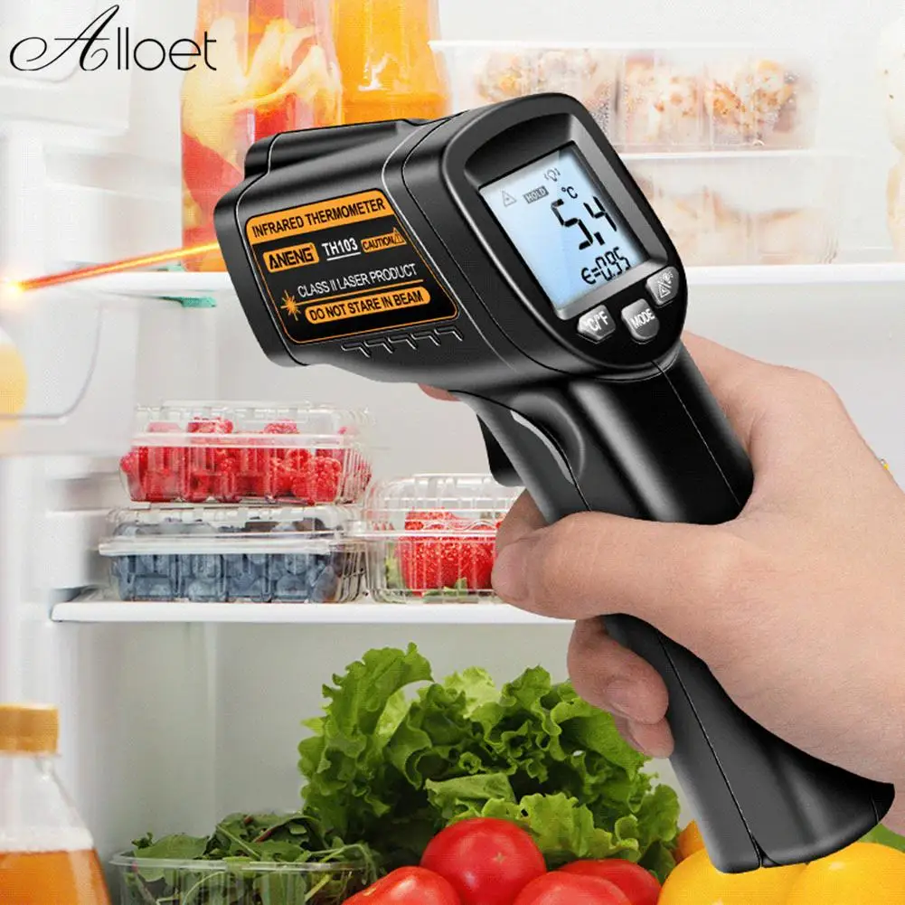 Temperature Sensor Testers Gun Digital Display Class II Laser Infrared Thermometer -20°C~380℃ Backlit for Home Industry