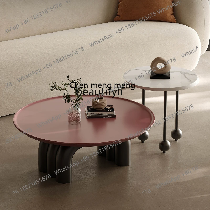 

Italian Coffee Table Metal Modern Minimalist Living Room Creative and Slightly Luxury Small Apartment round
