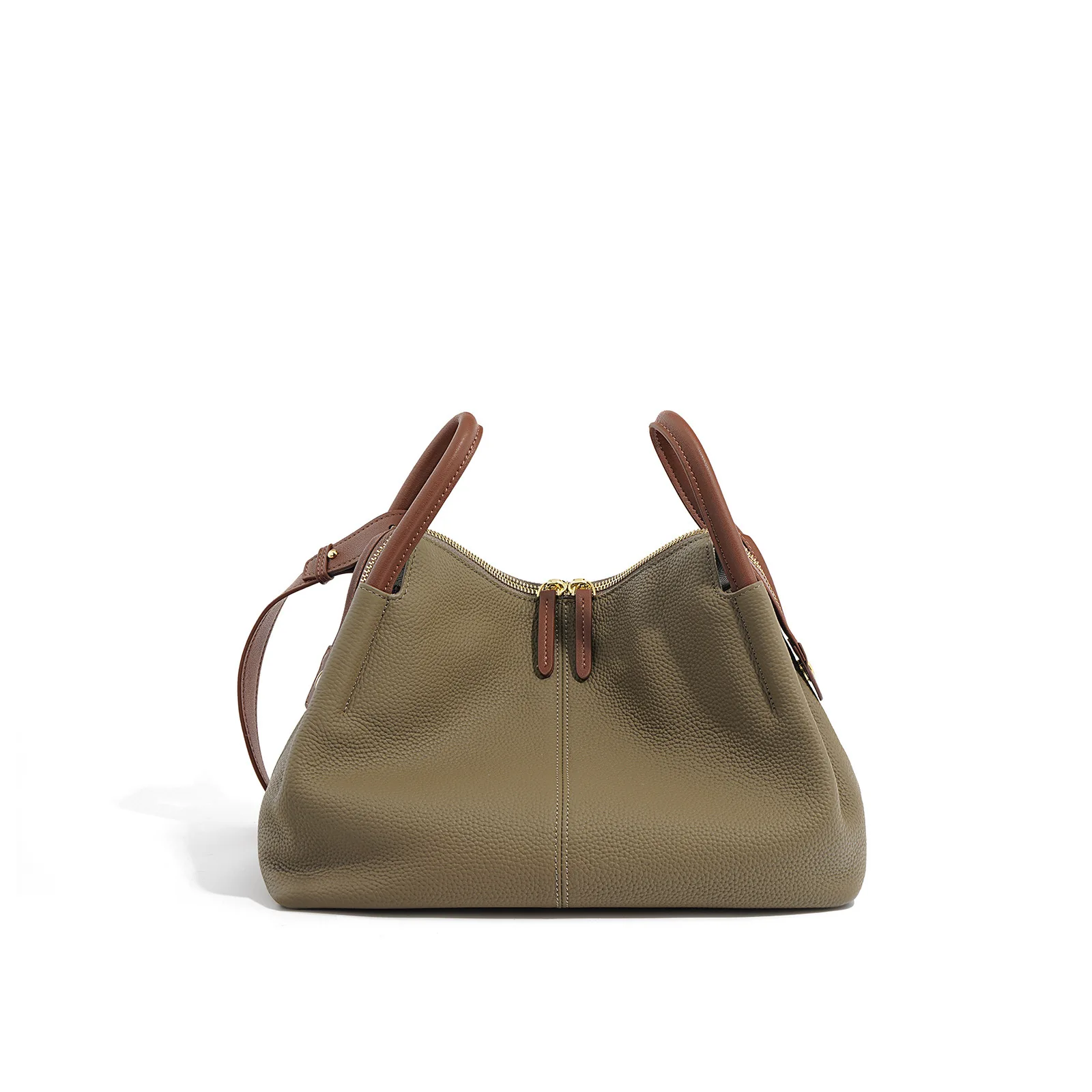 Bolso de hombro de piel auténtica Lichee de retales de lujo para mujer, bolso grande de piel de vaca con doble asa, bolso cruzado para mujer