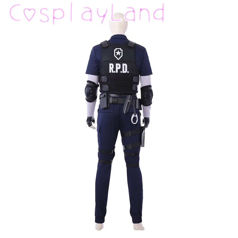 Game RE 2 Remake Cosplay Leon Scott Costume Halloween Carnival Police Officer Outfit With Accessories For Adult Men Suit