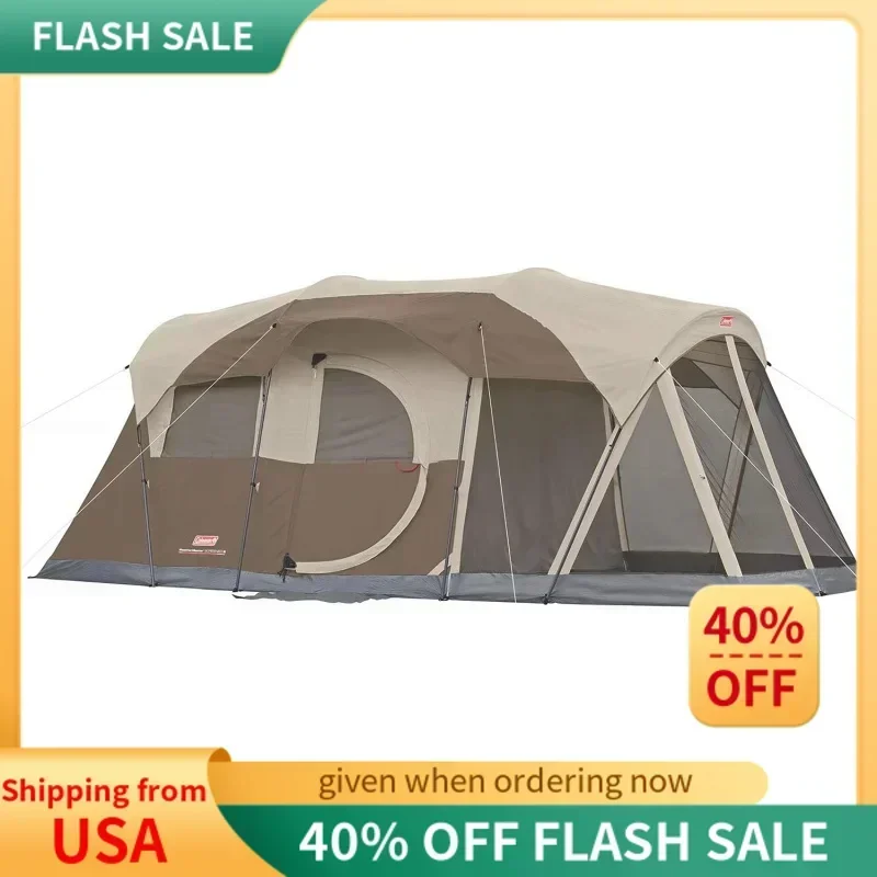 Coleman WeatherMaster Camping Tent with Screened Porch, Weatherproof 6-Person Family Tent with Included Rainfly and Carry Bag