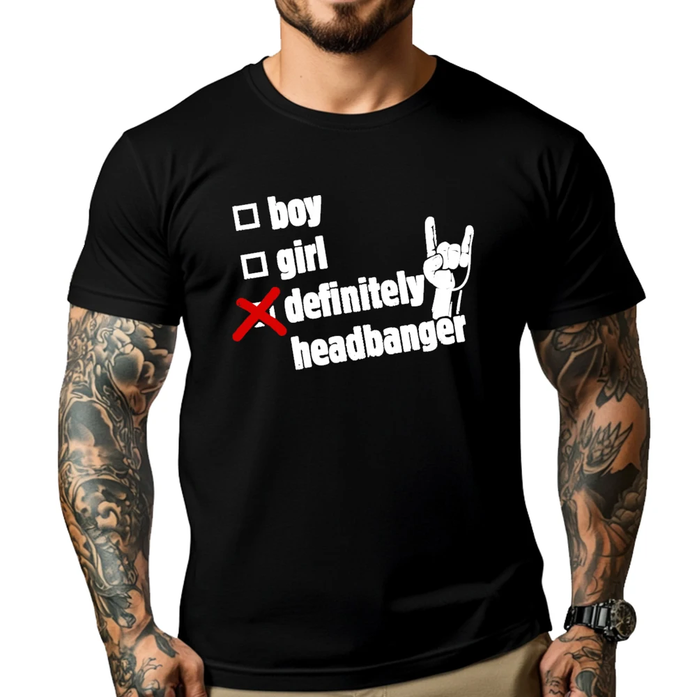 

Definitely Headbanger Pregnancy Announcement Mens Graphic Tshirts Men Moisture Wicking Short Sleeve Tee