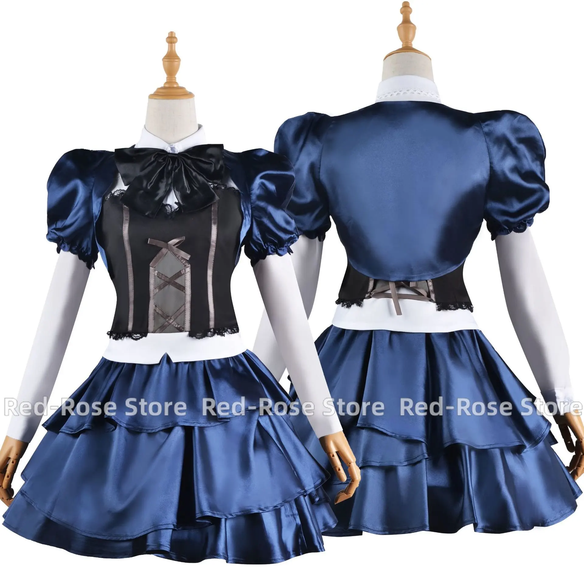 Anime Take on Me Takanashi Rikka Full Set Lolita Style Dress for Women Girl Cosplay Costume Halloween Stage Performance Uniform