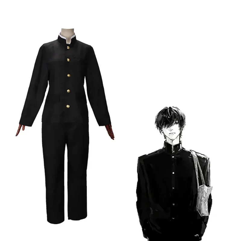 Anime chainsaw man cosplay yon.13/fumi cosplay costume wig set black school uniform set Halloween party dress up gifts wa5118