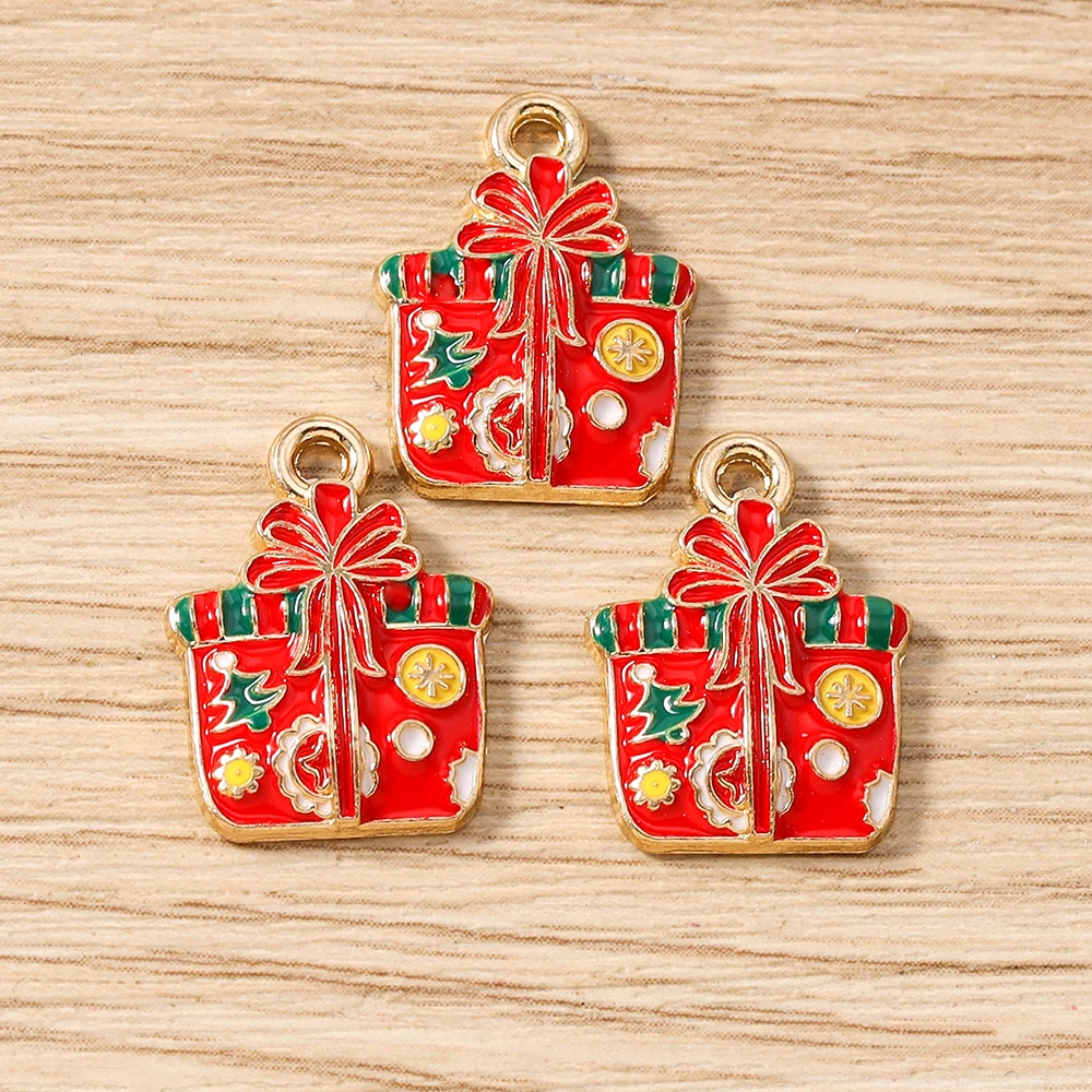 Tusember 10 Stück Emaille-Weihnachts-Lebkuchenhaus-Charms für Weihnachten, Halsketten, Ohrringe, Armbänder, Anhänger, Basteln – Detail 8