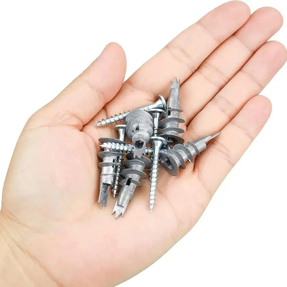 60 PCS Zinc Alloy Tapping Screw Wall Plug Double-Clad Pan Hand Chipboard Screws Silver Single-Layer Self-drilling Plasterboard