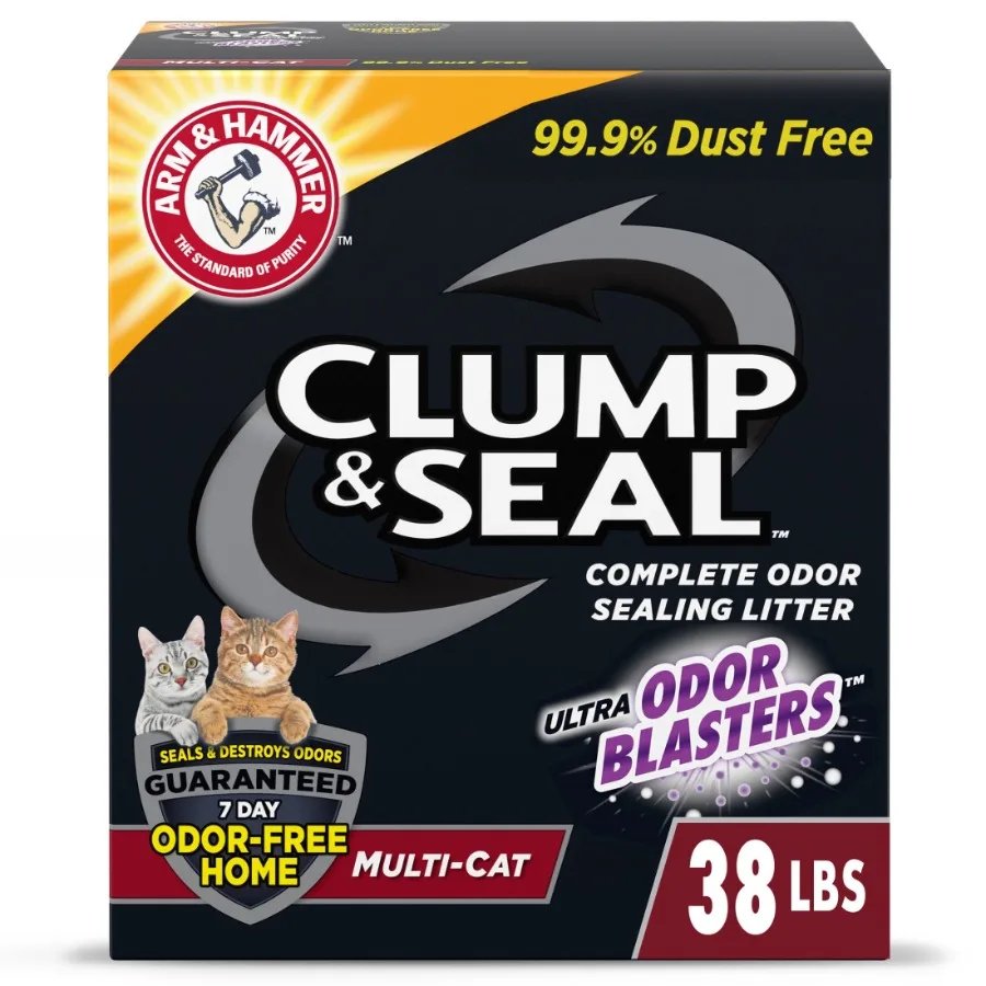 

Комкующийся наполнитель для кошачьего туалета Clump Seal: комплексное устранение запаха для нескольких кошек, длительный контроль запаха