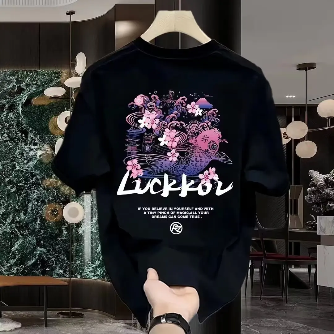 

Heavy 100% cotton short-sleeved T-shirt casual trendy men and women summer ins all-match T-shirt o-neck short-sleeved top