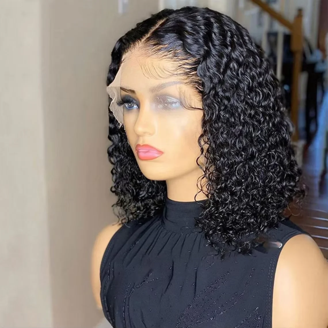 

Deep Wave Short Bob Wigs 100% Brazilian Virgin Human Hair 13x4 HD Lace Frontal Wigs Pre Plucked Natural 4x4 Closure Wig 230%