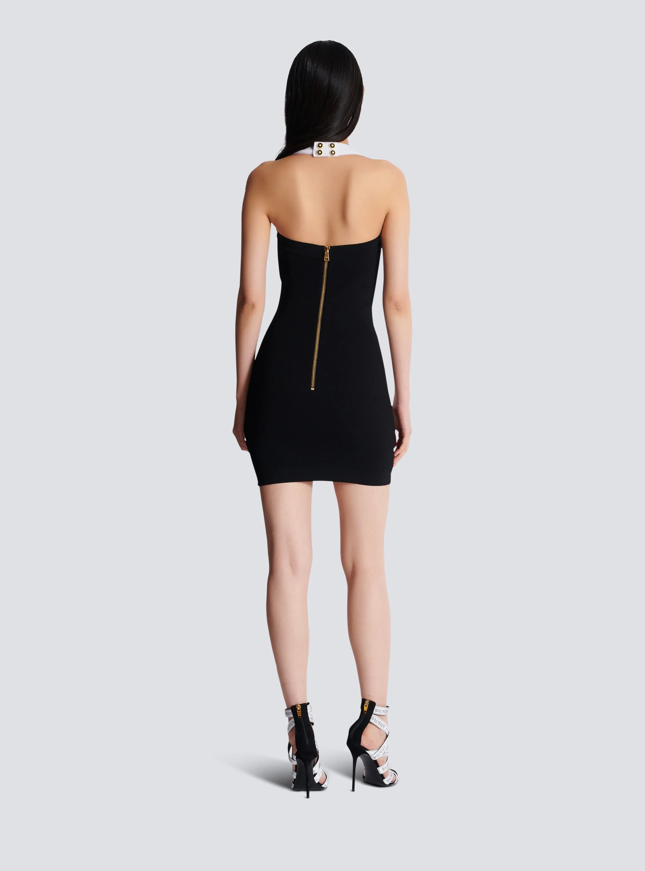 Office Ladies Business Elastic Bandage Dress Elegant Halter Backless Bodycon Mini High Street Dresses Soft Comfortable Dress