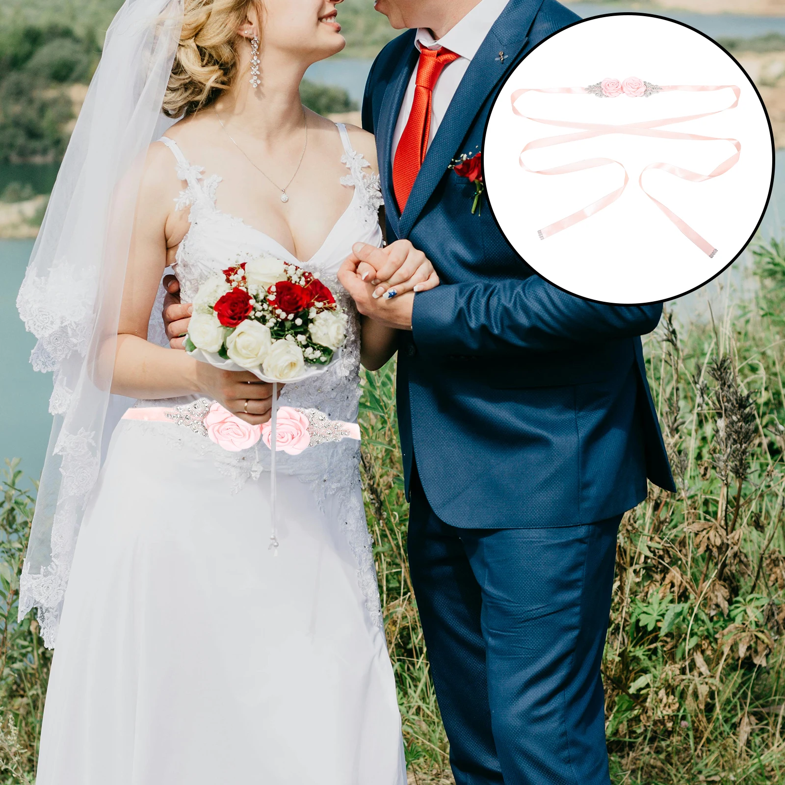 

Sparkling Rhinestone Wedding Waist Rose Floral Design Elegant Bridal Sash Formal Gowns Comfortable Fit Multi-Occasion Crystal