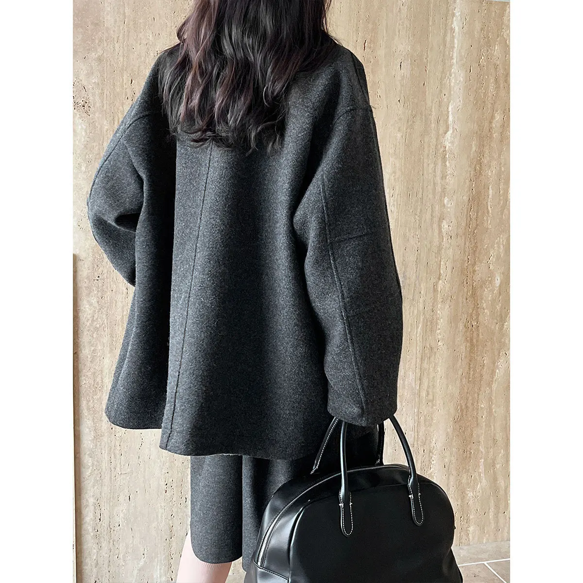 LIMO 2025 Autumn Winter Vintage Color Block Wool Blend Coat Women's Fashion Outdoor Travel Warm Trench Coat