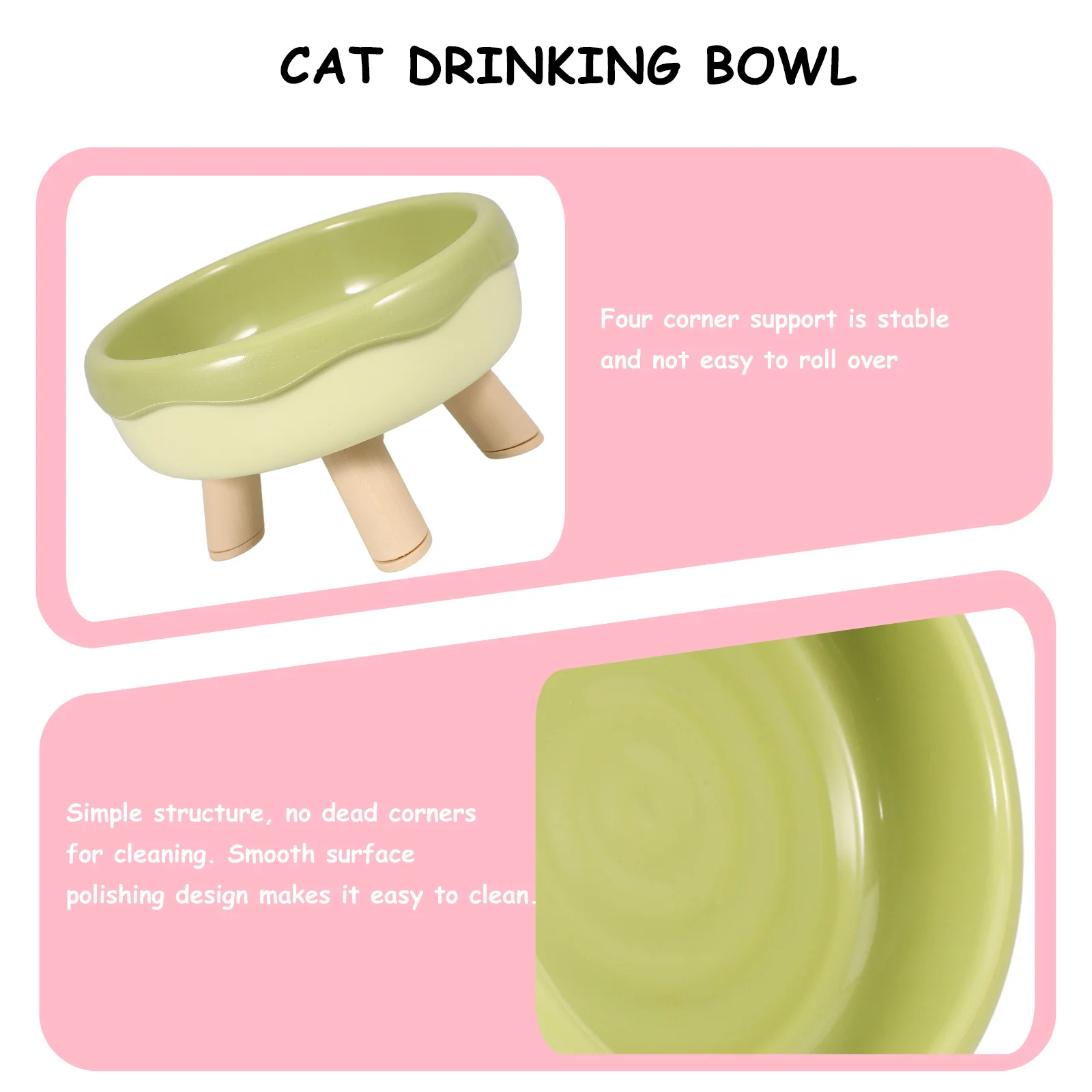 

Cat Food Bowl Pet Supplies Large Diameter Ergonomic PP Bowls for Cats Dog Raised Daily Use Safe Smooth Practical Easy Clean