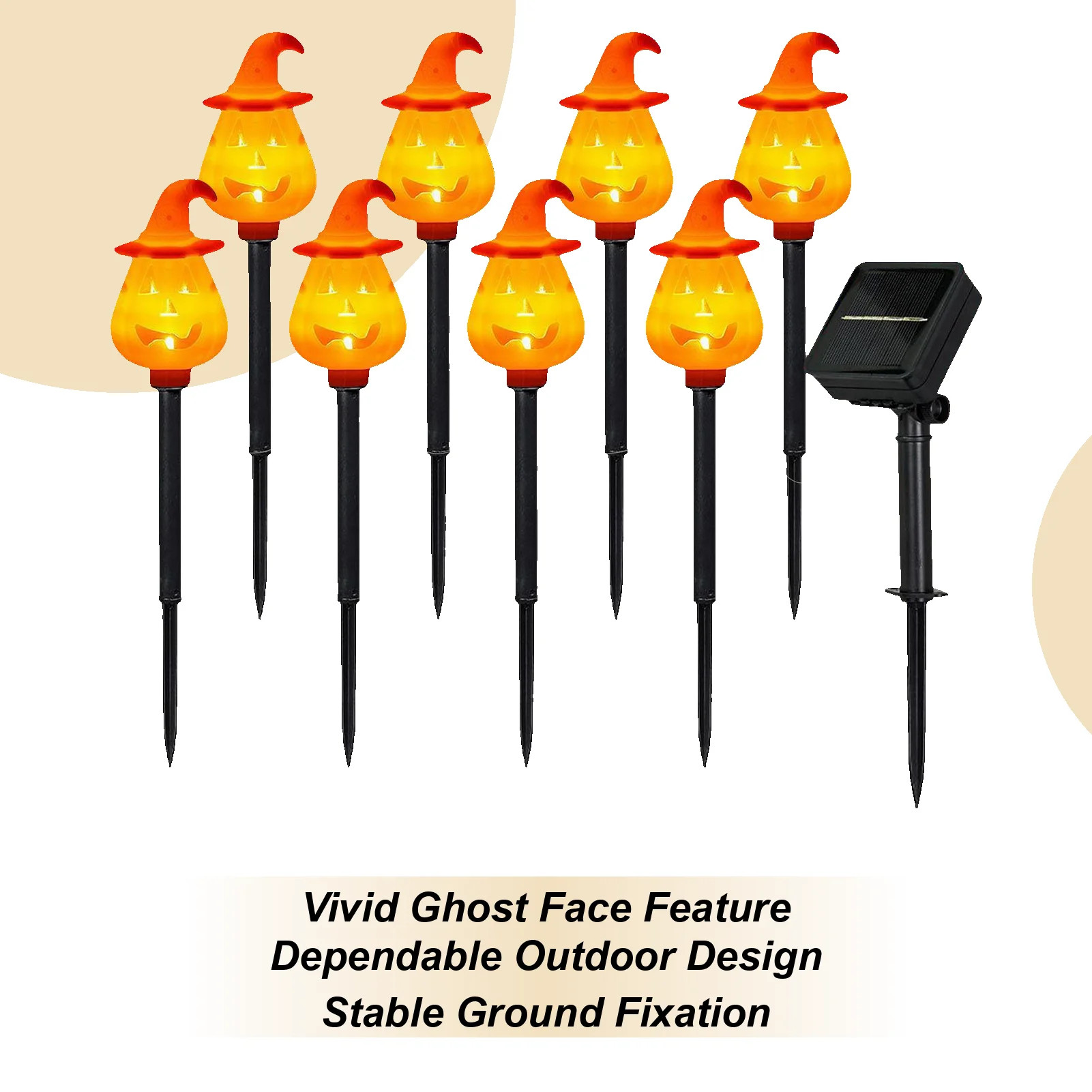 

Halloween Stake Lights Outdoor Solar Halloween Solar Stake Lights Orange Garden Decorations Pathway Ground Insert Display Stand