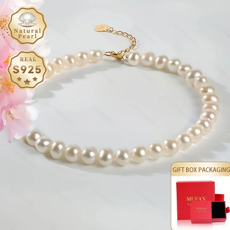 

Mufan Jewelry Natural Freshwater Pearl Bracelet 4-5mm Bright Luster S925 Silver Fashion Ladies Hand Chain Gift Box Set