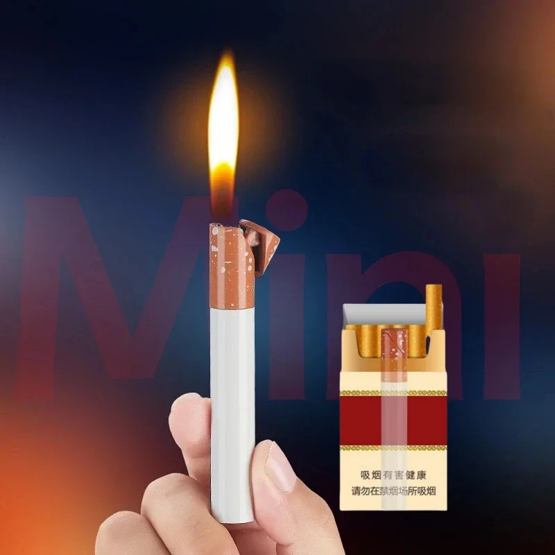 New Mini Cigarette Lighter Outdoor Portable Grinding Wheel Inflatable Compact Lighter Cigarette Accessories Fashion Men's Gift