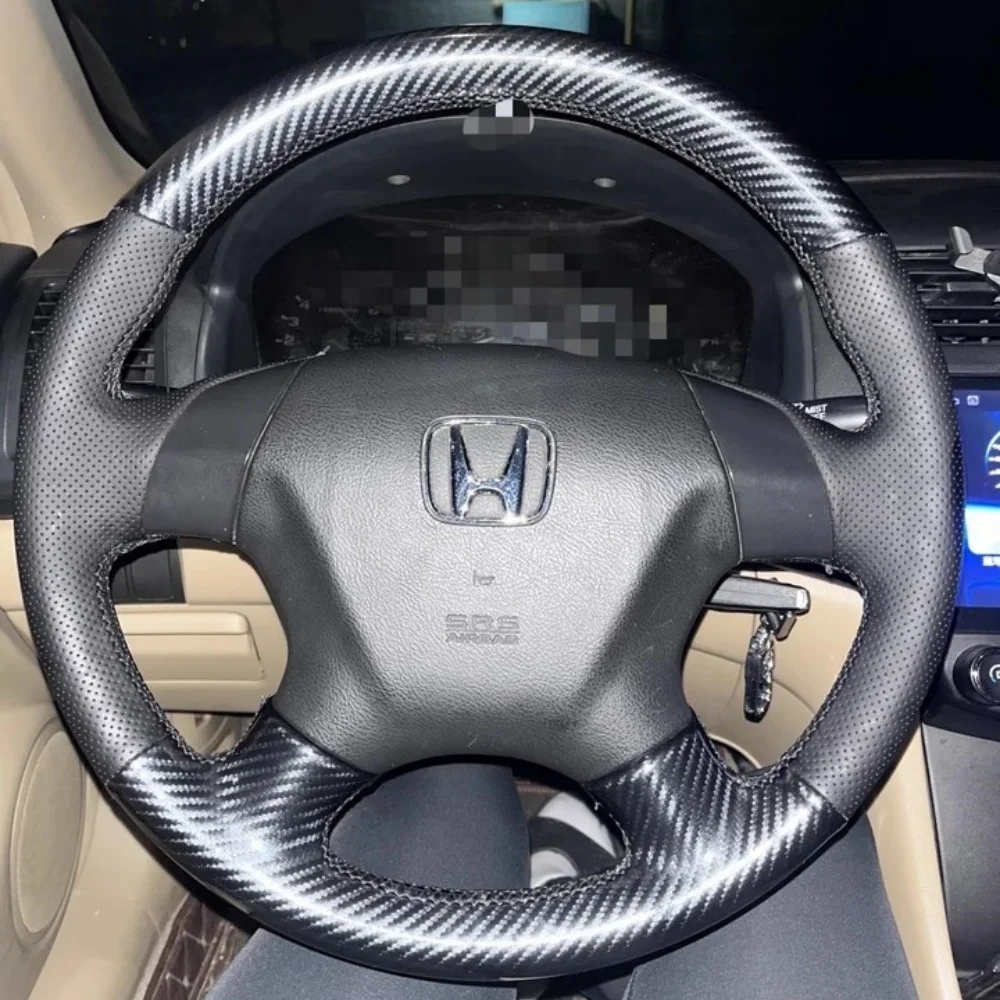 

Чехол на руль автомобиля «сделай сам», кожа из углеродного волокна для Honda Accord 7th 2003 2004 2005 2006 2007, аксессуары для салона автомобиля