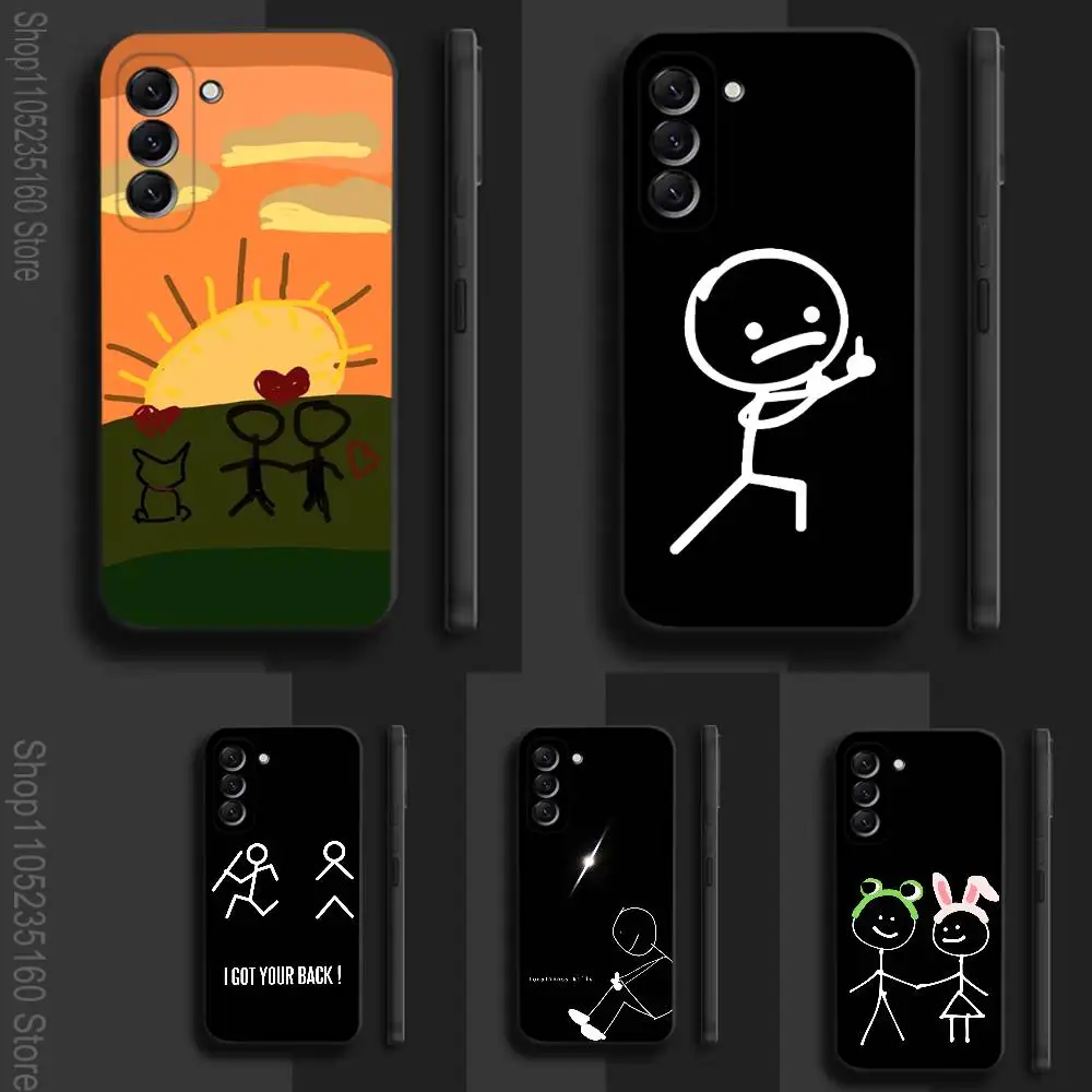 Cartoon Stickman Matchman Phone Case Silicone Soft For Samsung  Galaxy A73,31,32,72,41,53,52,71,22,5G,Note,J7,8,9