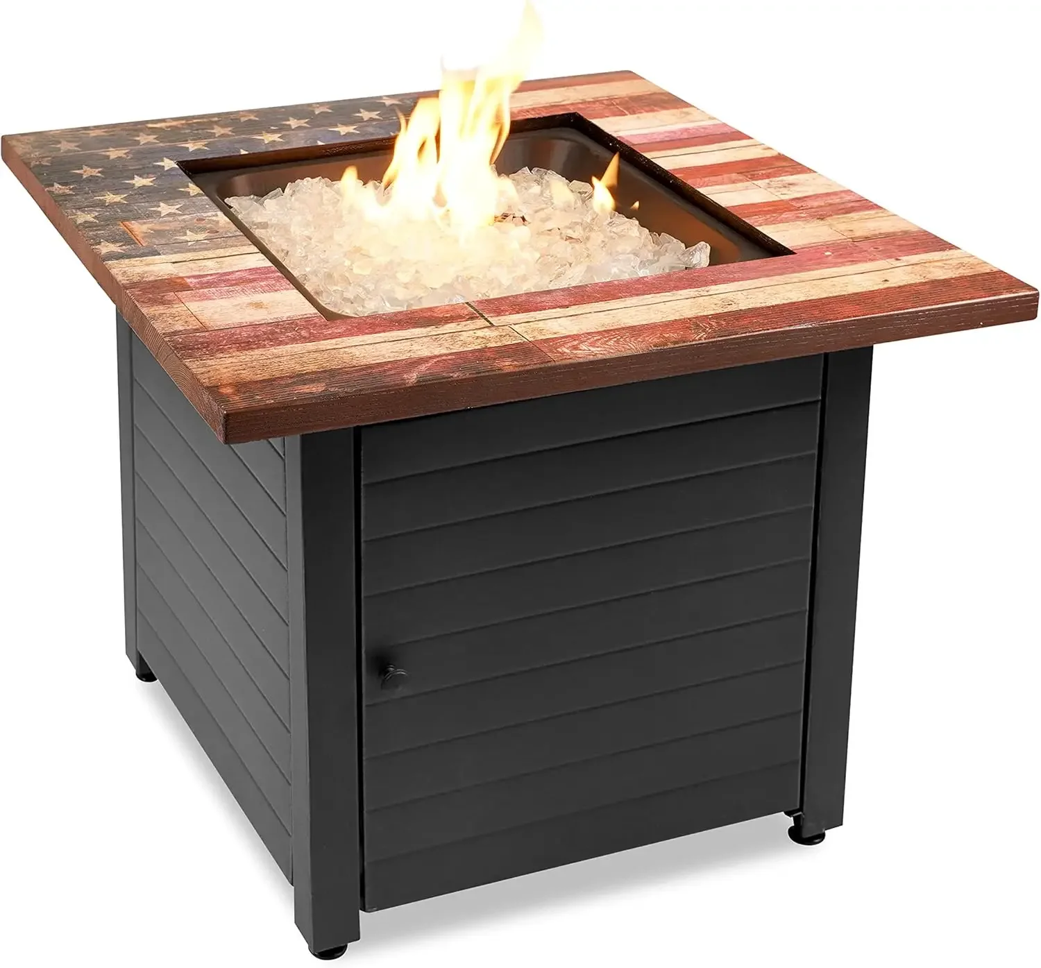 Endless Summer, The Liberty, Square 30" Outdoor Propane Fire Pit, Includes White Fire Glass, Protective Cover, and Patented