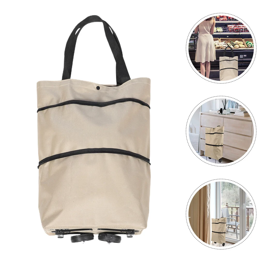 

2Pcs Collapsible Trolley Bags Foldable Grocery Tote Large Capacity Shopping Cart Bag Portable Shopping Bag Large Grocery Pouch
