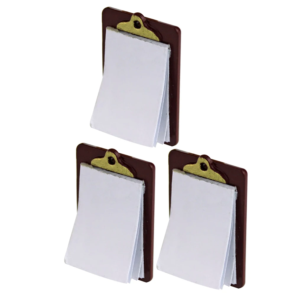 

3 Pcs Simulated WordPad Miniature House Accessories Writing Board Model Clipboards Toy Dollhouse Decor Paper Supply