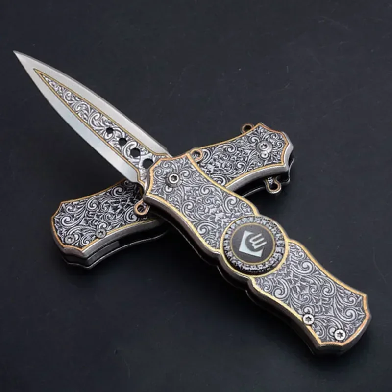 High quality Stainless Steel Handle Folding Knives Hunting Knife Fruit EDC Outdoor Tools Camping Survival Knife Fidget Spinner