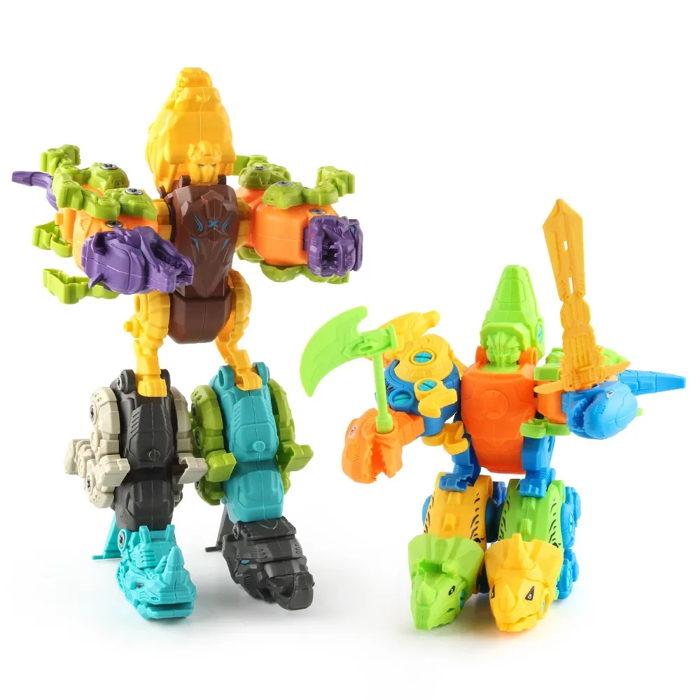 Dinosaur Transformation Robot Constructor Screw Toy, DIY Blocks Set, chave de fenda desmontagem, modelo de brinquedos para crianças, 5 em 1