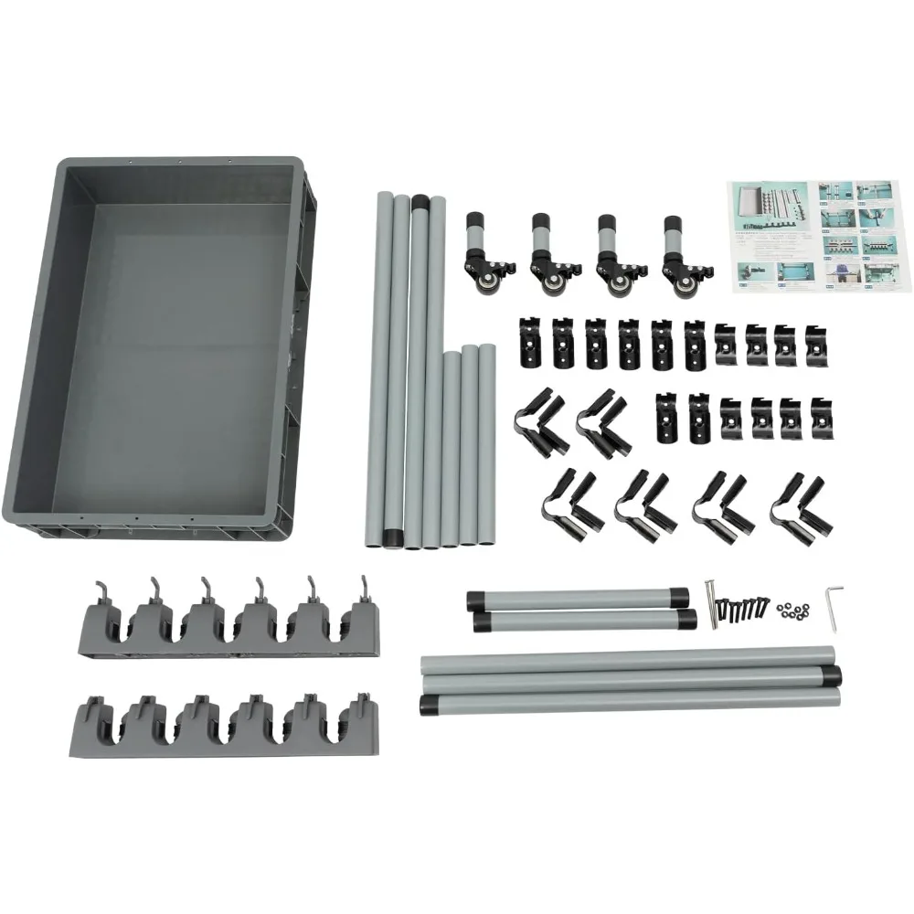 حامل ممسحة ومكنسة مثبت على الأرض للمماسح المبللة، وعربة تخزين أدوات التنظيف المحمولة