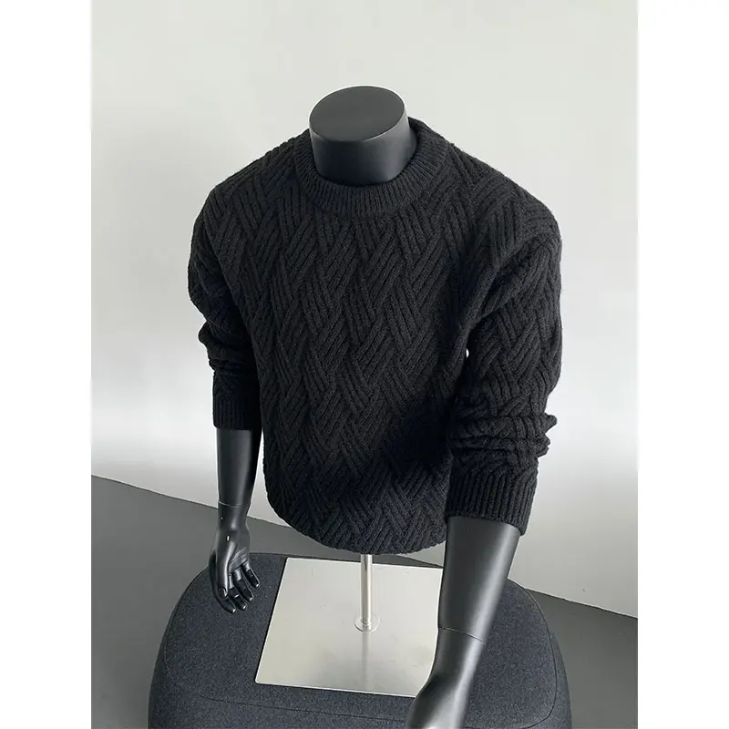 프리미엄 느낌의 오버사이즈 풀오버 스웨터 남성용 |   스트릭풀오버 남성 스웨터 유니섹스 니트 탑 남성 점퍼 겨울 캐주얼 엘레강스 M-3XL