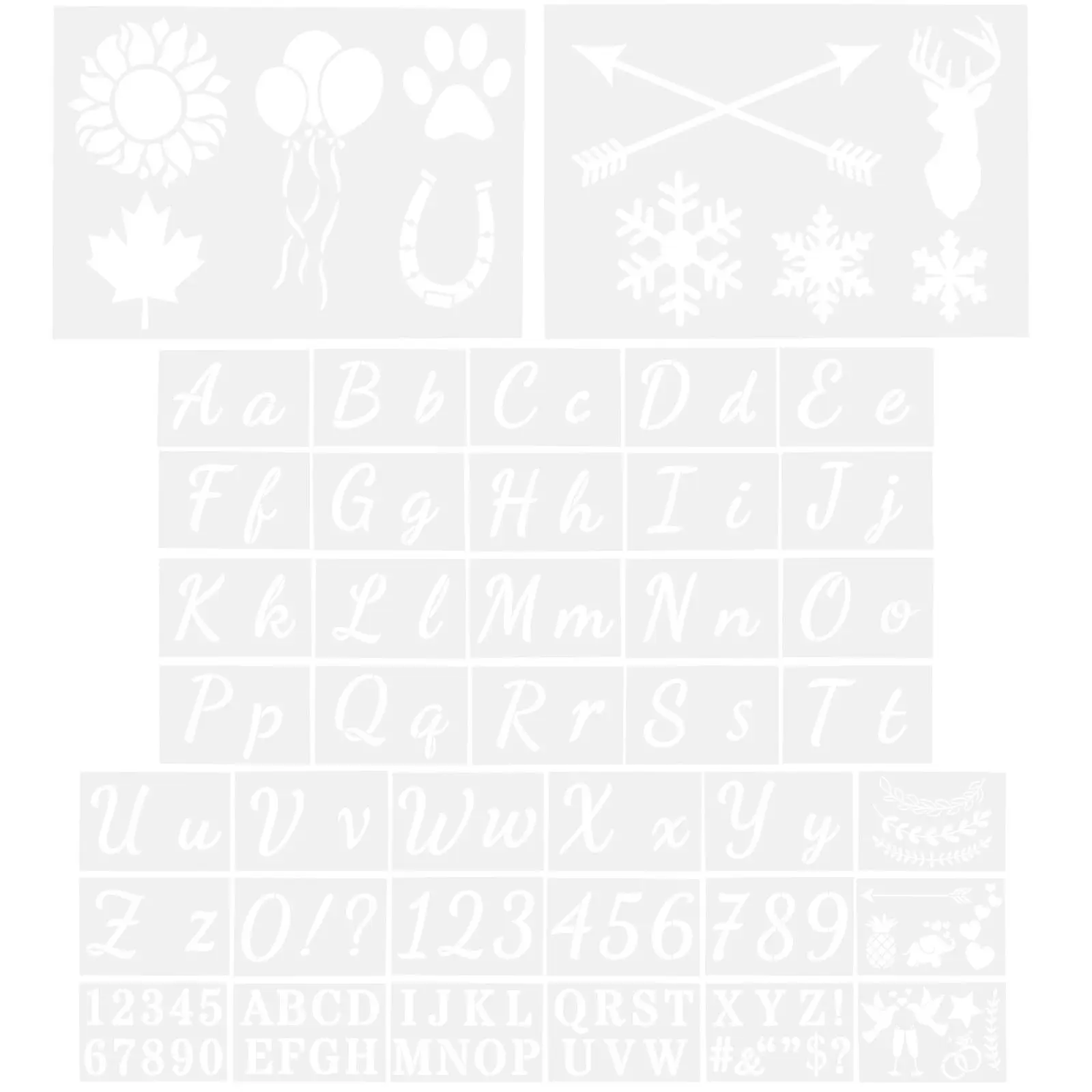 Letter Stencils 40 Sheets Flexible Washable DIY Painting Templates for Wood, Furniture, Paper, Fabric & Walls