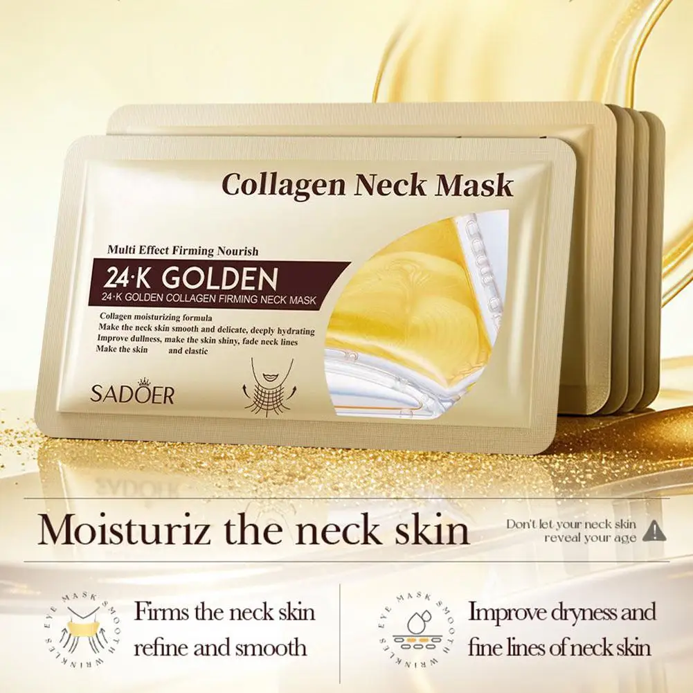 SADOER 24K Gold Collagen Neck Mask 40g Intensive Lifting Firming Treatment For Smooth Swan Neck Deeply Hydrates Neck Skin M8O3