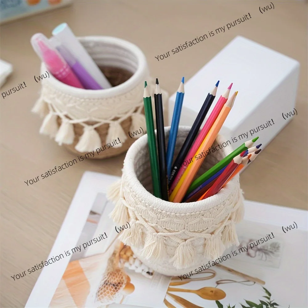 1pc Boho Chic Macrame Makeup Brush Holder - Foldable, No-Install Organizer for Cosmetic Brushes & Accessories