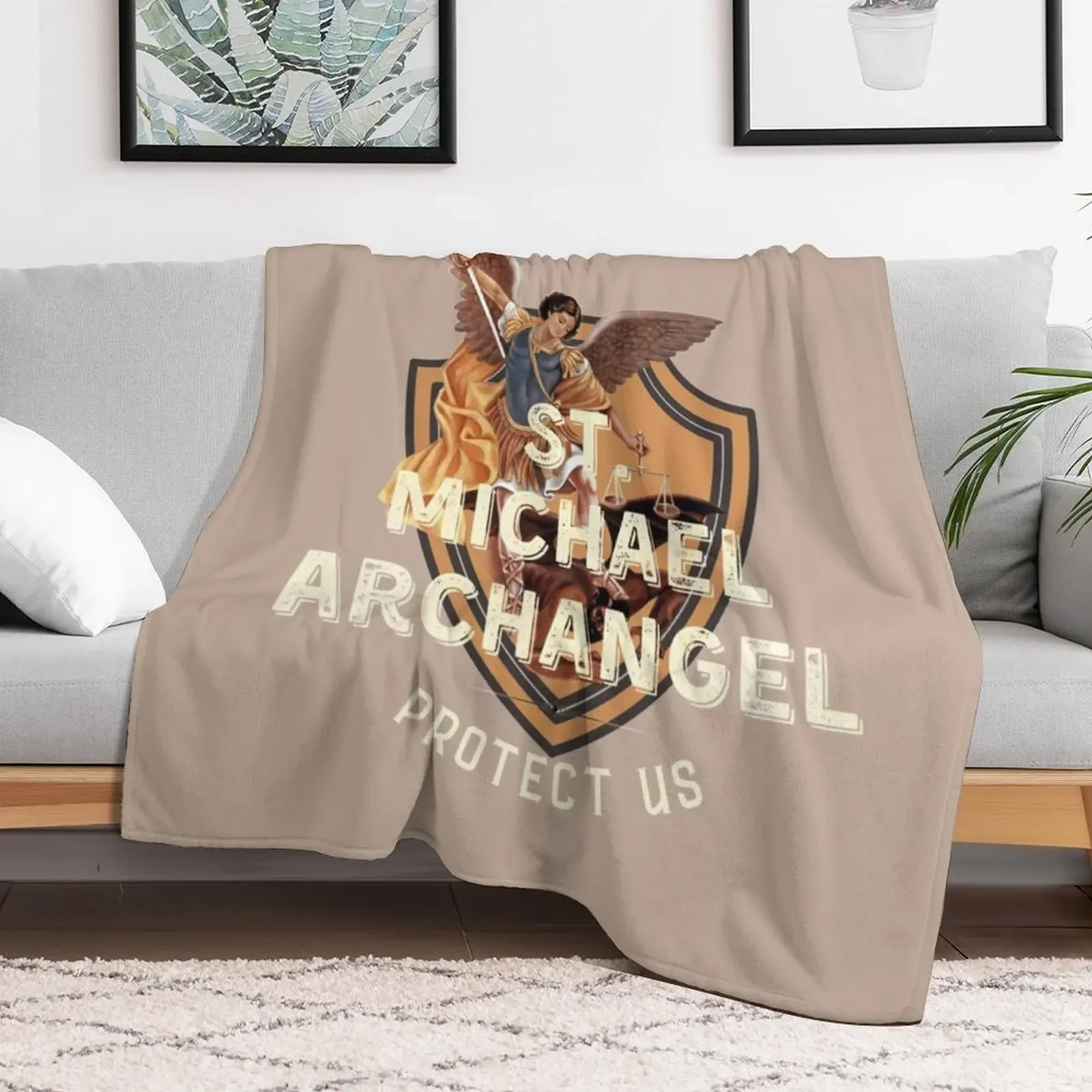 Saint Michael, St Michael Archangel Throw Blanket Picnic Plush Blankets