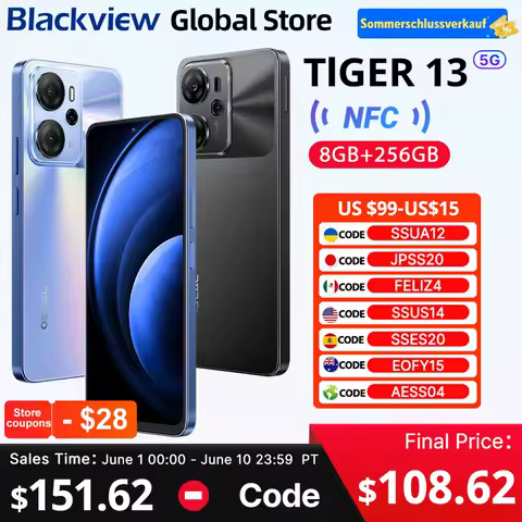Blackview Blackview Oscal Tiger 13 5G Smartphone 6.67 inch 90Hz IPS Display Unisoc T760 NFC 5000mAh 8GB 256GB  50MP AI Camera Mobile Phone Top 5 — 2026년 최고의 사양과 가격