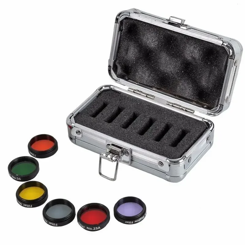 

Astronomical Telescope Optical Filters 6 Colors/Set 1.25 inches 31.7mm Interface Eyepiece Accessories with Aluminum Box