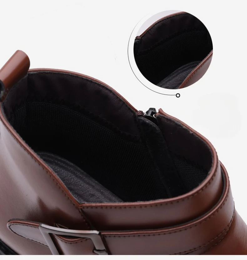 Luxuriöse Business-Herren-Lederstiefel Modische Schnallen-Lederstiefel Elegante Herbst-Neuheit Vielseitige Knöchelstiefel – Detail 9