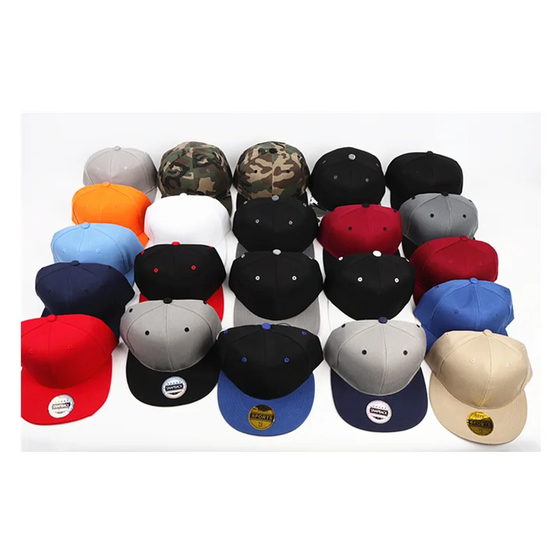 Adult Men solid 6 panels snapback hat Flat bill hip hop hat Custom Logo Trucker hat Leisure caps Sports hat for women travel